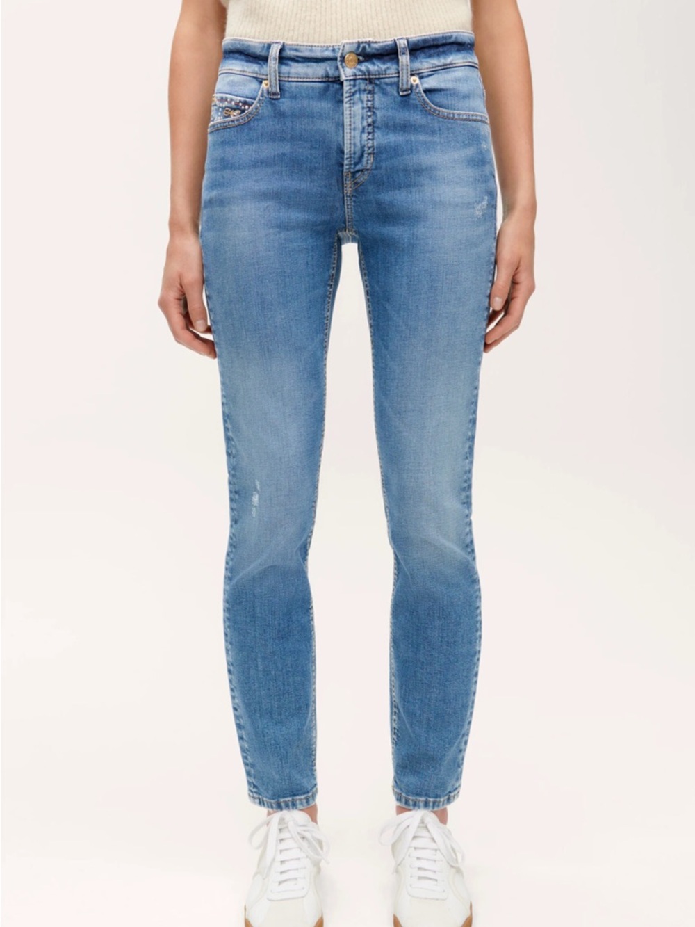 Cambio Light Blue High-Rise Skinny Jeans